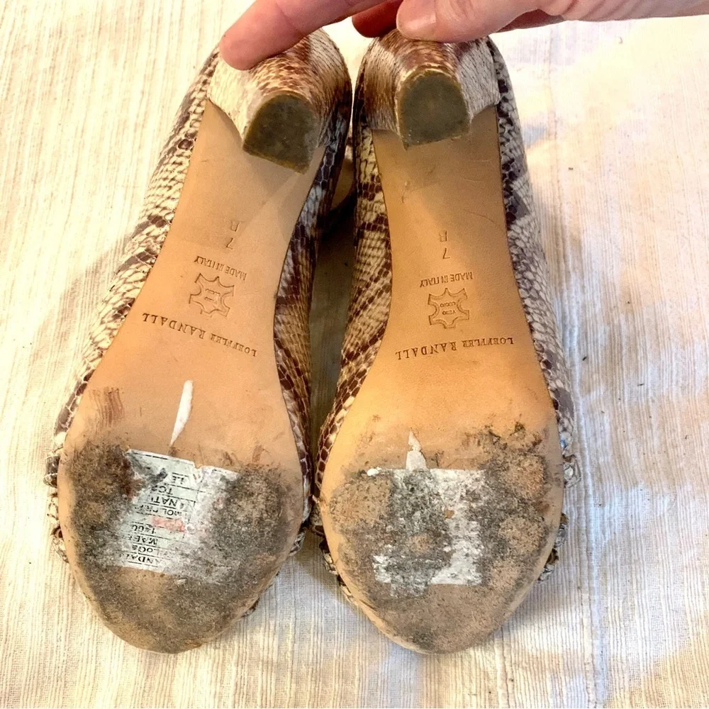 Loeffler Randall snakeskin platform heels